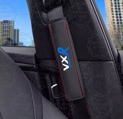 Vauxhall VXR PU Leather Seatbelt Shoulder Cover Pads Black & Blue 2pcs Interior
