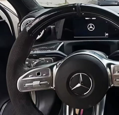 Mercedes A45 E63 GLE53 S65 AMG GT Steering Wheel Cover Carbon & Suede DIY Black