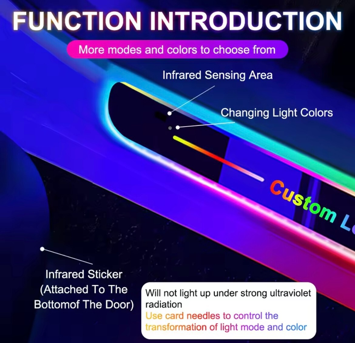 Custom Wireless LED Colour Change Door Sill Protectors USB Recharge Universal