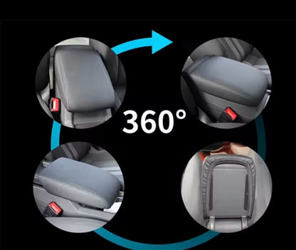 Ford Focus MK3.5 2015-2018 Black PU Suede Armrest Cover Protector Black Stitch
