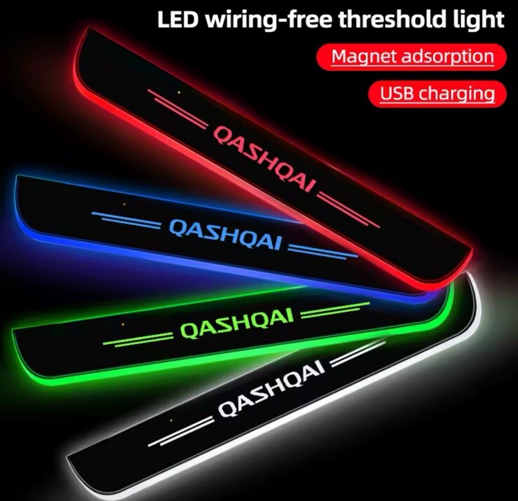 Nissan Qashqai LED Colour Change Door Sill Protector Scuff Plates Wireless RGB
