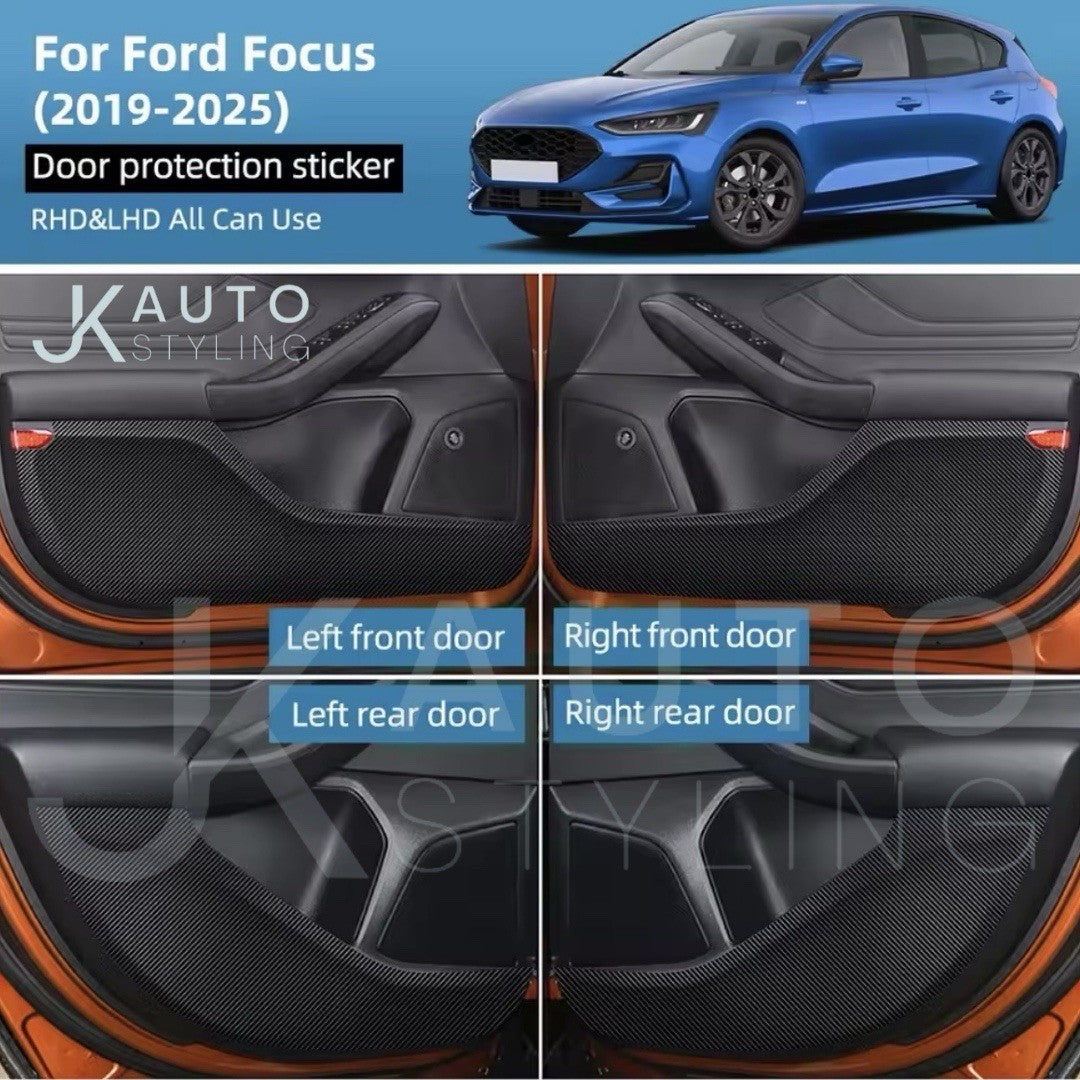 Ford Focus MK4 2019-2025 Carbon Fibre Vinyl Lower Interior Door Card Wrap 4pcs