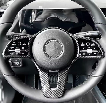 Mercedes A B C E Class CLA GLA GLC GLE 2019-2022 Carbon Fibr Steering Wheel Trim