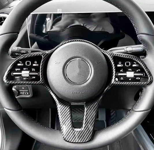 Mercedes A B C E Class CLA GLA GLC GLE 2019-2022 Carbon Fibr Steering Wheel Trim
