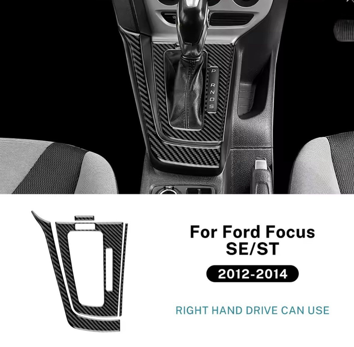 Ford Focus MK3 2012-2014 Carbon Fibre Centre Console Gear Panel Surround Trim