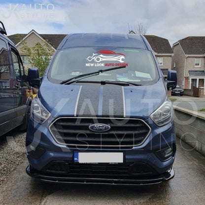 GLOSS BLACK FRONT SPLITTER LIP FOR FORD TRANSIT CUSTOM 2018+ FRONT BUMPER LIP