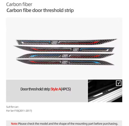 BMW 5 Series F18 2011-2017 3D Carbon Fibre Effect Door Sill Overlay Strips 4pcs