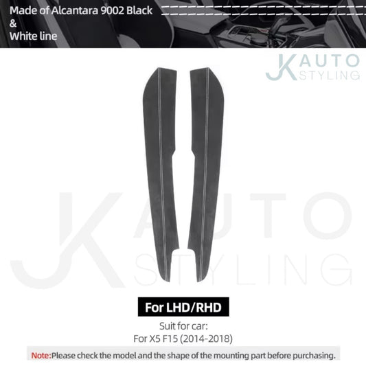 BMW X5 F15 2014-2018 Black Alcantara Centre Console Side Panel Covers White Line