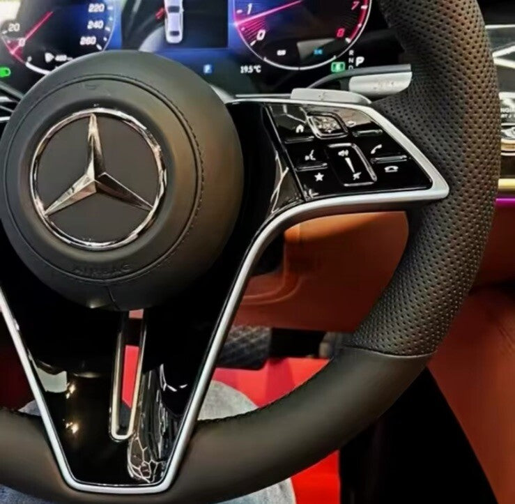 New Mercedes GLC GLA GLB GLE GLS Leather Steering Wheel Cover Self Stitch Black