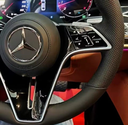 New Mercedes GLC GLA GLB GLE GLS Leather Steering Wheel Cover Self Stitch Black
