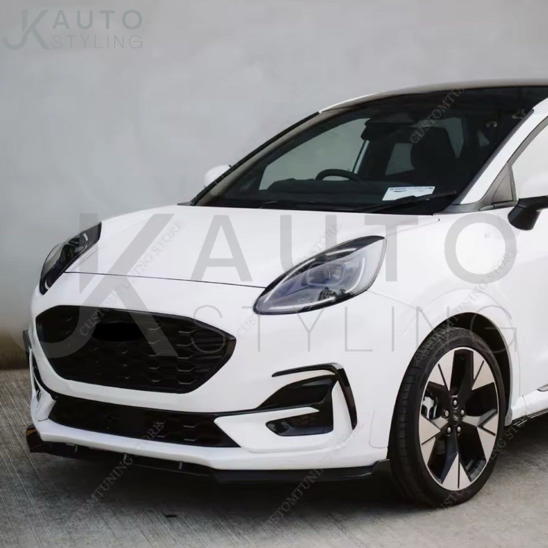 Gloss Black Front Splitter 3pcs Kit For Ford Puma ST ST Line MK1 2019-2024
