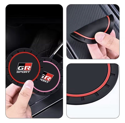 Toyota GR Sport Car Water Bottle Holder Mat Anti-Slip Pad Drink Coaster 2pcs