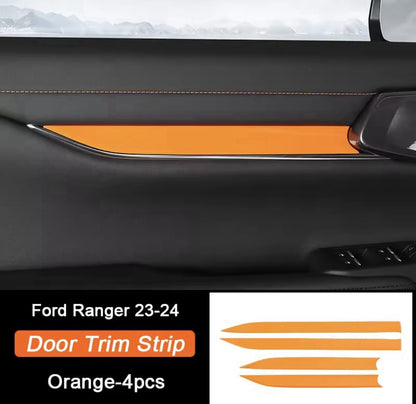Orange Interior Door Card Trims 4pcs For Ford Ranger Raptor Wildtrak T9 2023-2024
