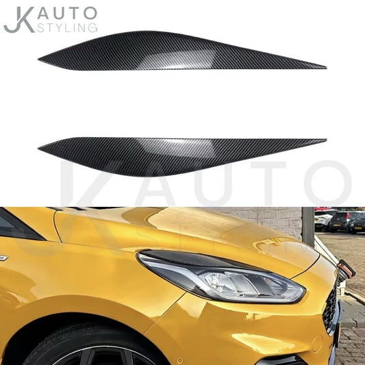 Carbon Fibre Effect Headlight Eyelid Eyebrows For Ford Fiesta MK8 2017-2020