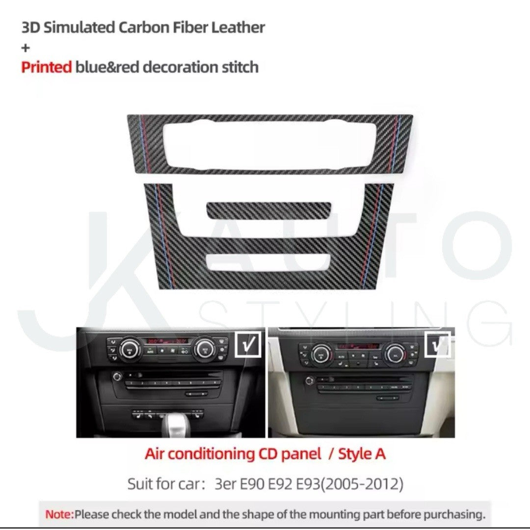 BMW 3 Series E90 E92 E93 Carbon Fibre Centre Console Air Con CD Panel Trim A