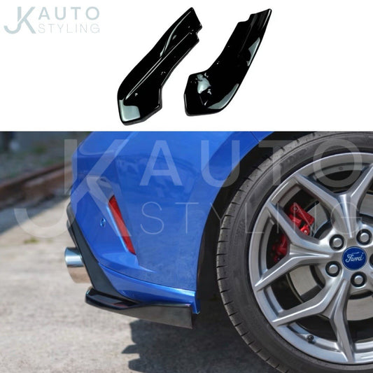 Ford Focus ST MK4 2019-2022 Gloss Black Rear Spats Bumper Corner Splitters