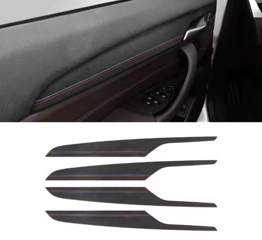BMW X1 F48 X2 F39 2014-2022 Black Alcantara Door Card Panel Trim Covers 4pcs (A)