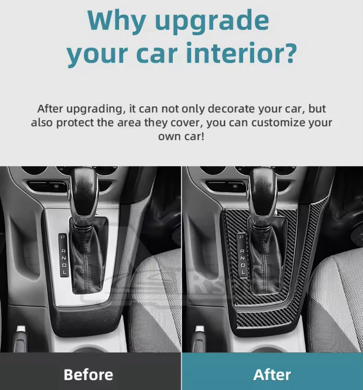 Ford Focus MK3 2012-2014 Carbon Fibre Centre Console Gear Panel Surround Trim