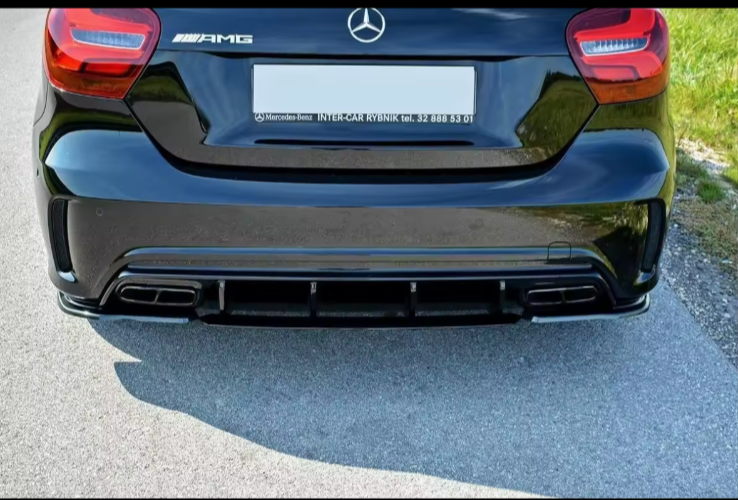 Mercedes A45 AMG W176 Gloss Black Rear Spats Rear Bumper Side Splitters Body Kit
