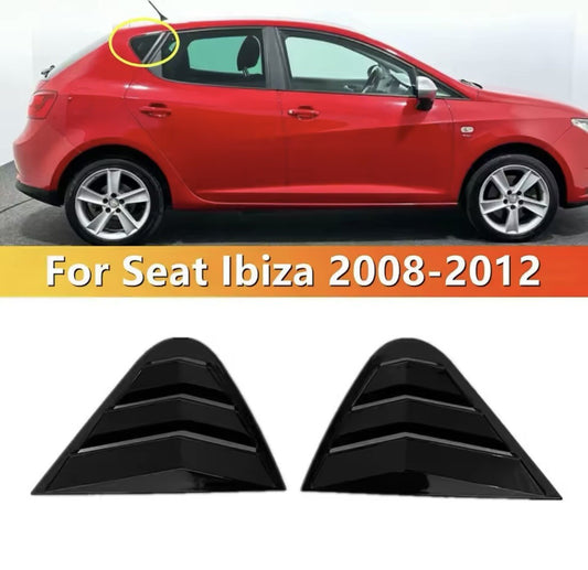 Seat Ibiza 2008-2012 5 Door Gloss Black Rear Window Louver Vent Covers 2pcs
