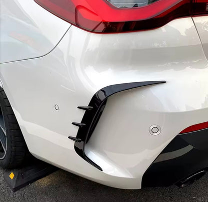 BMW 4 Series M Sport G22 G23 2020-2023 Gloss Black Rear Bumper Vent Canards 2pcs