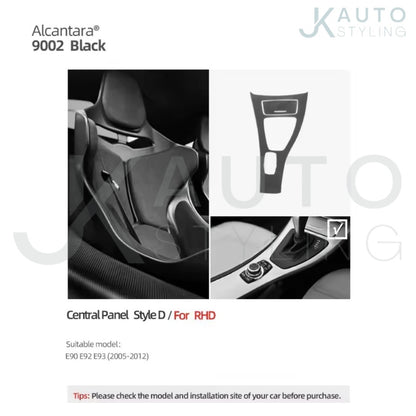 BMW 3 Series E90 E92 E93 2005-2012 Black Alcantara Centre Console Panel Overlay