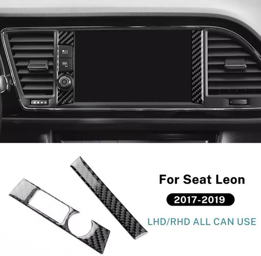Seat Leon 2017-2019 Carbon Fibre Central Dash Screen Satnav Surround Trim Cover