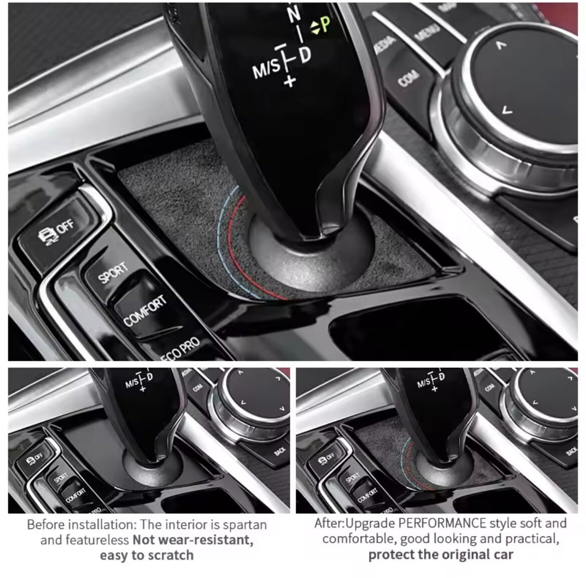BMW 5 Series G30 G32 G38 Black Alcantara Gear Panel Surround Cover Automatic
