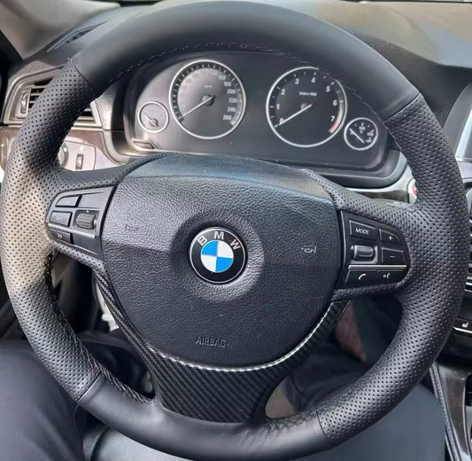 BMW F10 2014 Faux Leather Steering Wheel Cover Self Stitch Black OEM Style