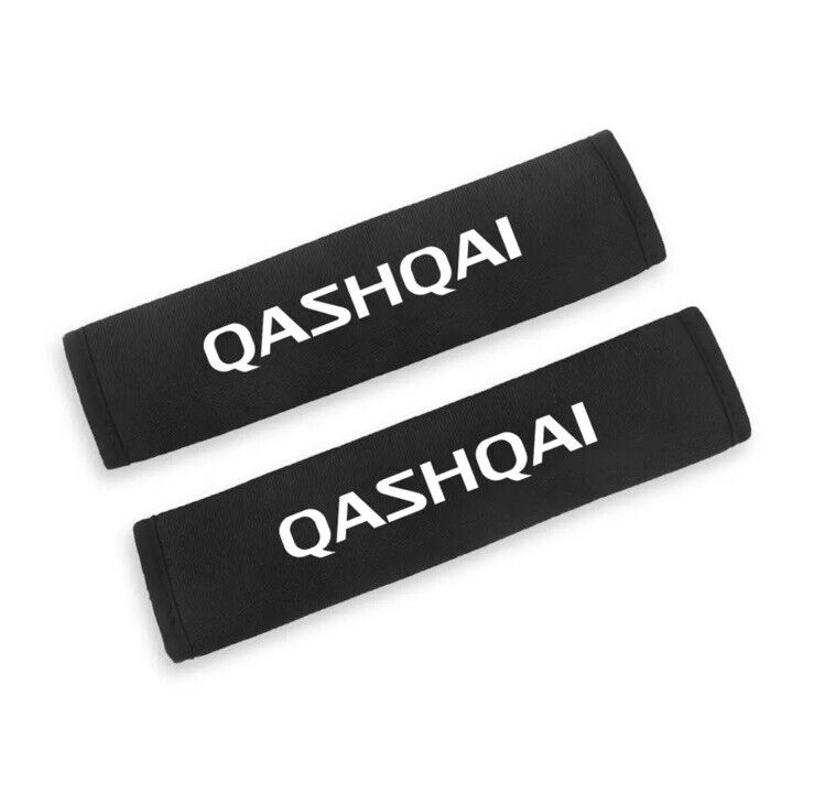 Nissan Qashqai Seatbelt Cover Shoulder Pads Black Cotton 2pcs