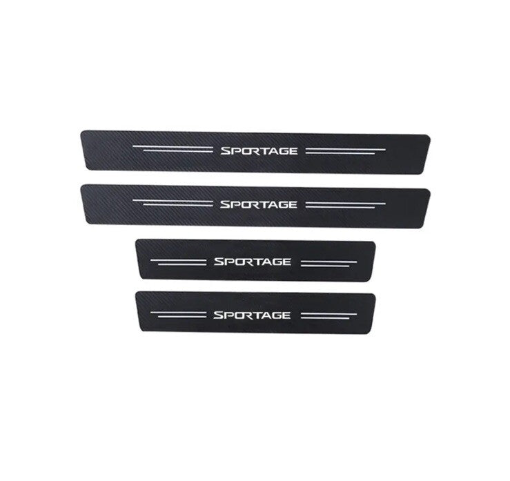 Kia Sportage Carbon Fibre Effect Adhesive Door Sill Overlay Strips Vinyl 4pcs