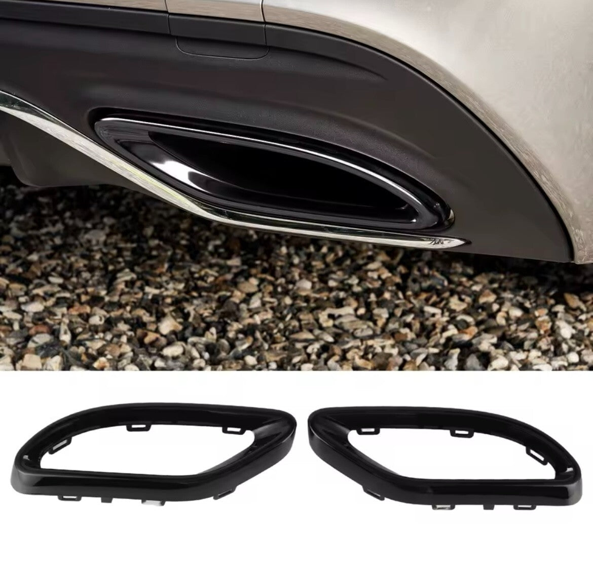 Gloss Black Exhaust Tip Cover Trims For Mercedes-Benz A B C E GLC CLS 2014-2021