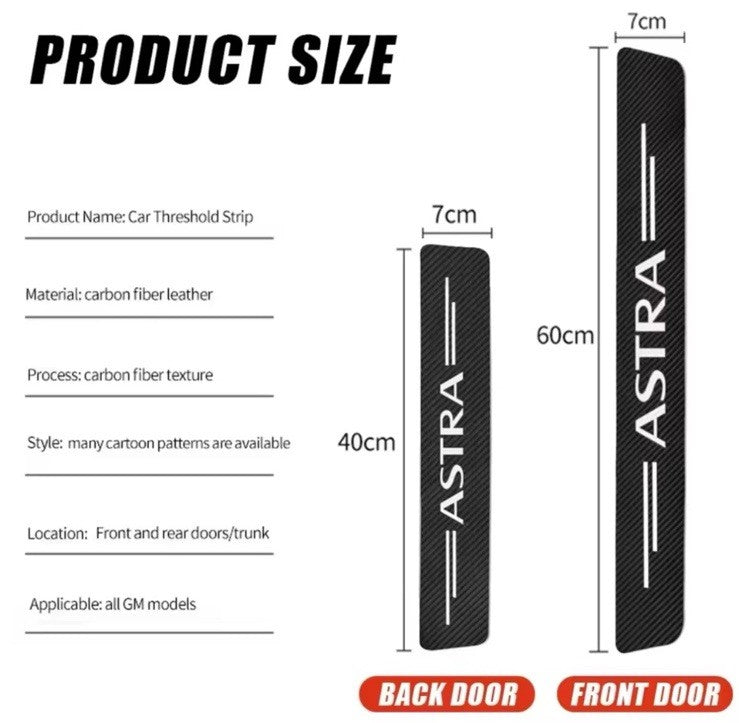 4pcs Vauxhall Astra Carbon Fibre Effect Car Door Sill Protective Strips