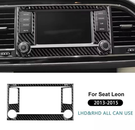 Seat Leon 2013-2015 Carbon Fibre Centre Dash Screen Satnav Surround Trim Cover