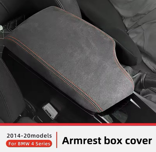 BMW 4 Series F32 F33 F36 2013-2020 Suede Armrest Cover With Red Stitching RHD