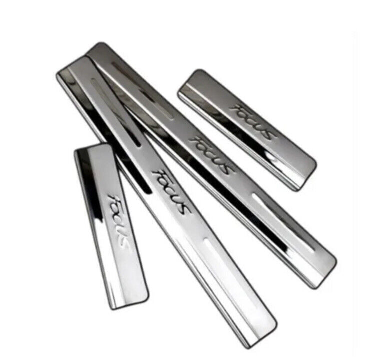 Ford Focus Stainless Steel Door Sill Protector Strips Scuff Plates Focus Chrome
