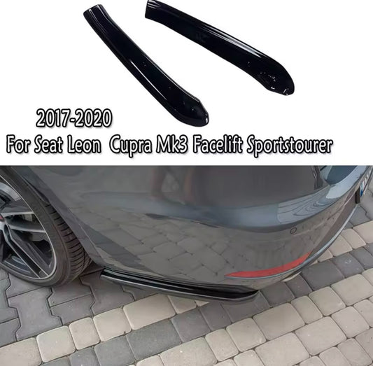 Seat Leon MK3 Cupra ST 2017-20 Gloss Black Rear Spats Rear Bumper Side Splitters