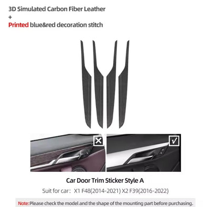 BMW X1 F48 X2 F39 2014-2022 Carbon Fibre Door Card Panel Trim Covers 4pcs (A)