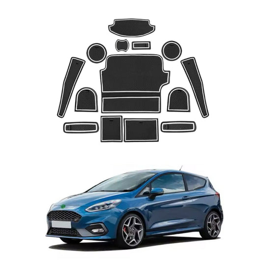 Ford Fiesta MK8 2018-2022 Interior Trim Anti Slip Rubber Mats Black White 14pcs