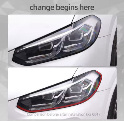 BMW X3 G01 G08 X4 G02 2017-2024 Red Headlight Eyebrow Liner Strips 2pcs