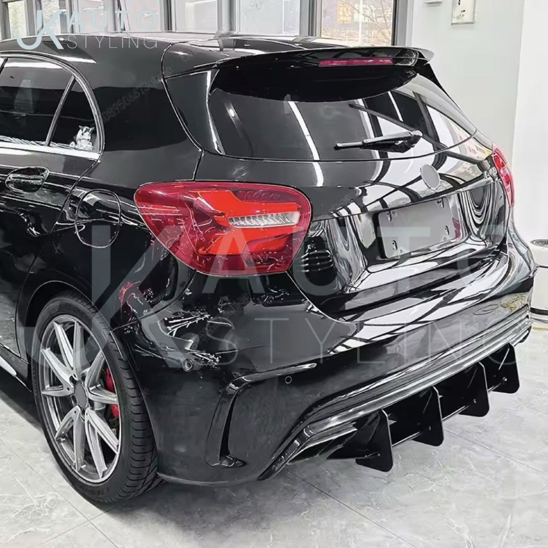 Mercedes A45 AMG 2013-2018 Rear Bumper Diffuser Blade Style Gloss Black