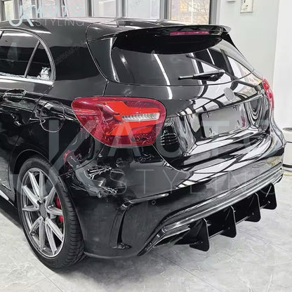 Mercedes A45 AMG 2013-2018 Rear Bumper Diffuser Blade Style Gloss Black