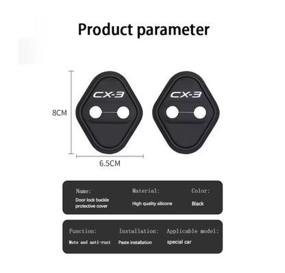 Mazda CX-3 CX3 Black Silicone Door Lock Catch Protector Covers 2pcs