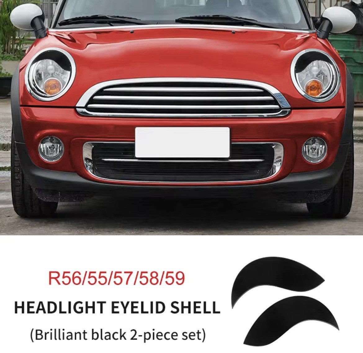 Mini Cooper R55 R56 R57 R58 R59 Gloss Black Headlight Eyelids Eyebrows ...