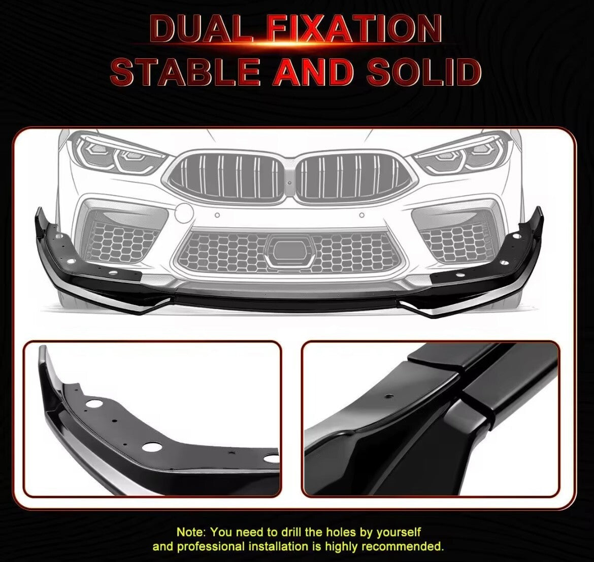 BMW 3 Series G20 G21 G28 2019-2021 M Sport Gloss Black Front Splitter Kit