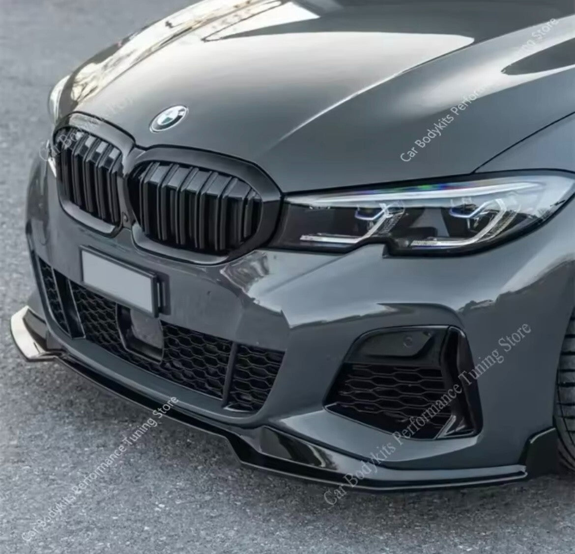 BMW 3 Series G20 G21 2019-2022 M Sport Gloss Black Front Splitter Kit Bumper Lip