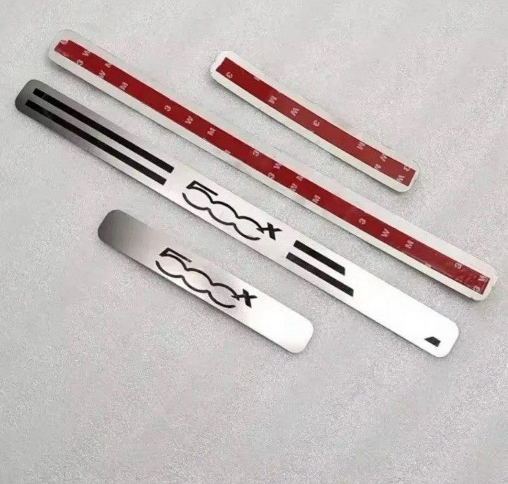 Fiat 500 X Stainless Steel Door Sill Protective Scuff Plates Silver 4pcs