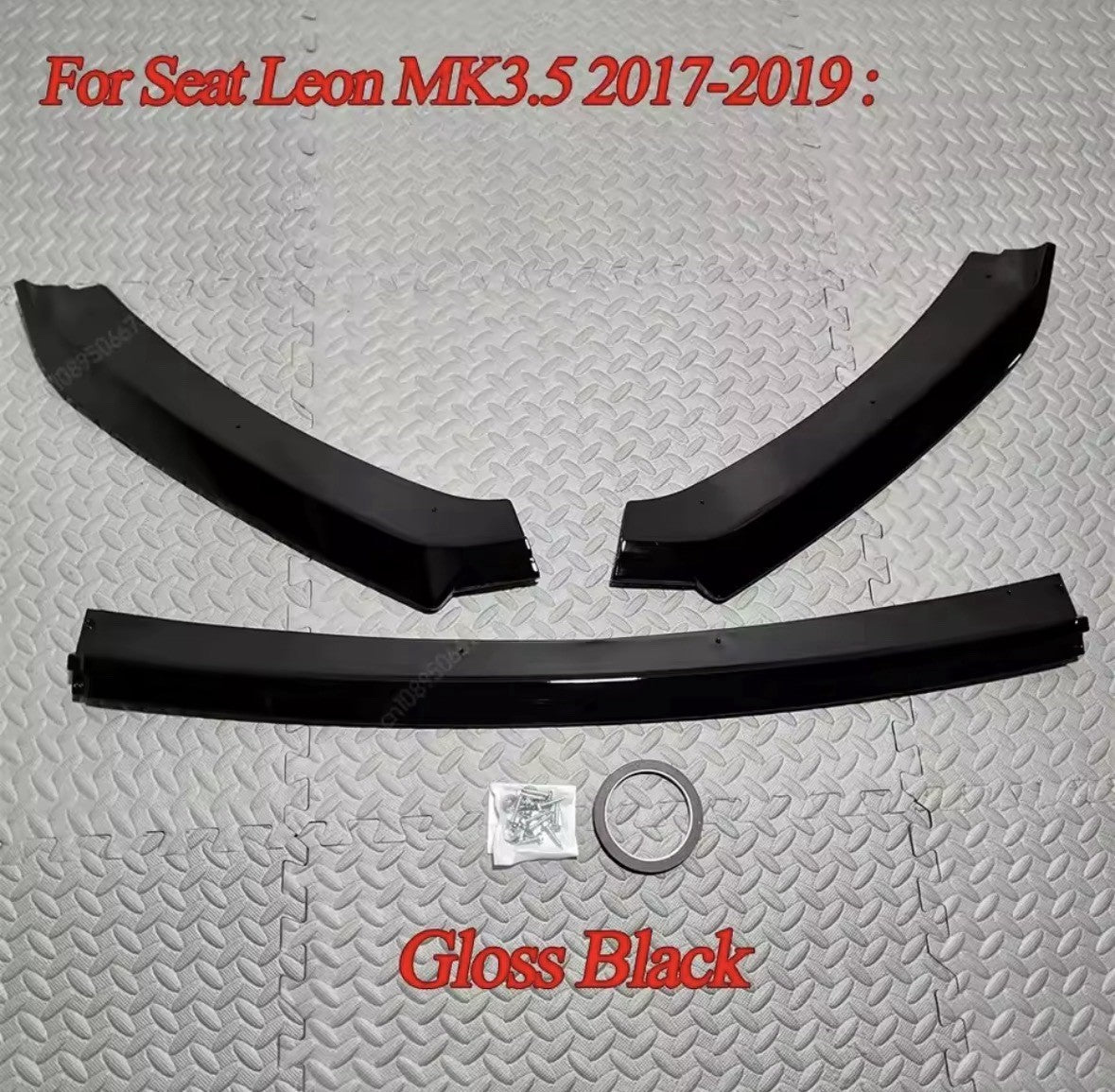 GLOSS BLACK FRONT SPLITTER LIP FOR SEAT LEON MK3.5 2017-2019 FACELIFT