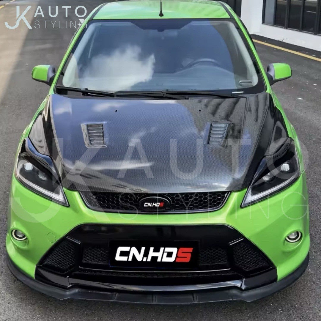 Ford Focus MK2 MK2.5 2009-2011 Gloss Black Headlight Eyelid Eyebrows 2pcs