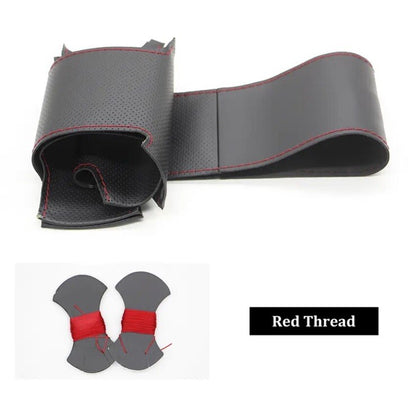 Seat Leon MK2 Ibiza 6L Leather Steering Wheel Cover Self Stitch Red Black